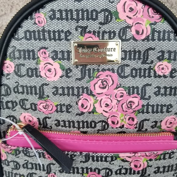 Juicy Couture Pink Bloom Black pull out pouch Backpack Brand New with tags main image 11